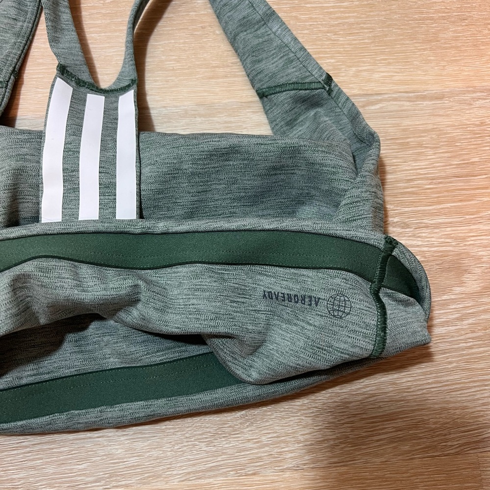 Adidas Women's Green heather Sports Bra - Picture 5 of 6